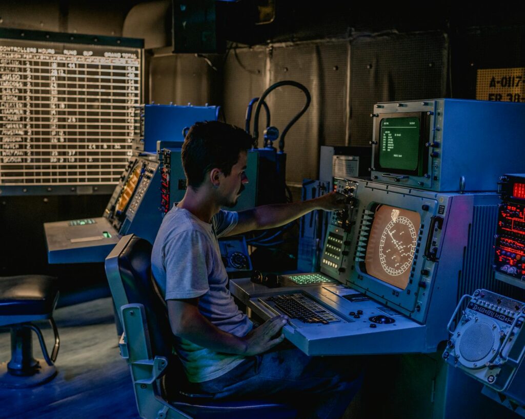 man in front of monitor