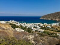 beautiful coastal view of cycladic village